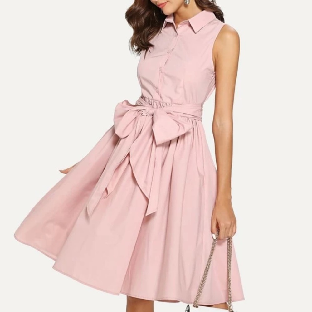 SHEIN Self Belted Shirt Dress